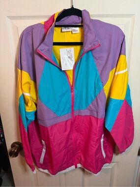 Funny Guy Creation Colorblock Full Zip Windbreaker Jacket Retro Medium NEW!